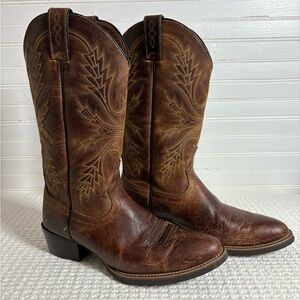 Men's Justin Silver Collection Western Cowboy Boots Distressed Brown SZ 9D